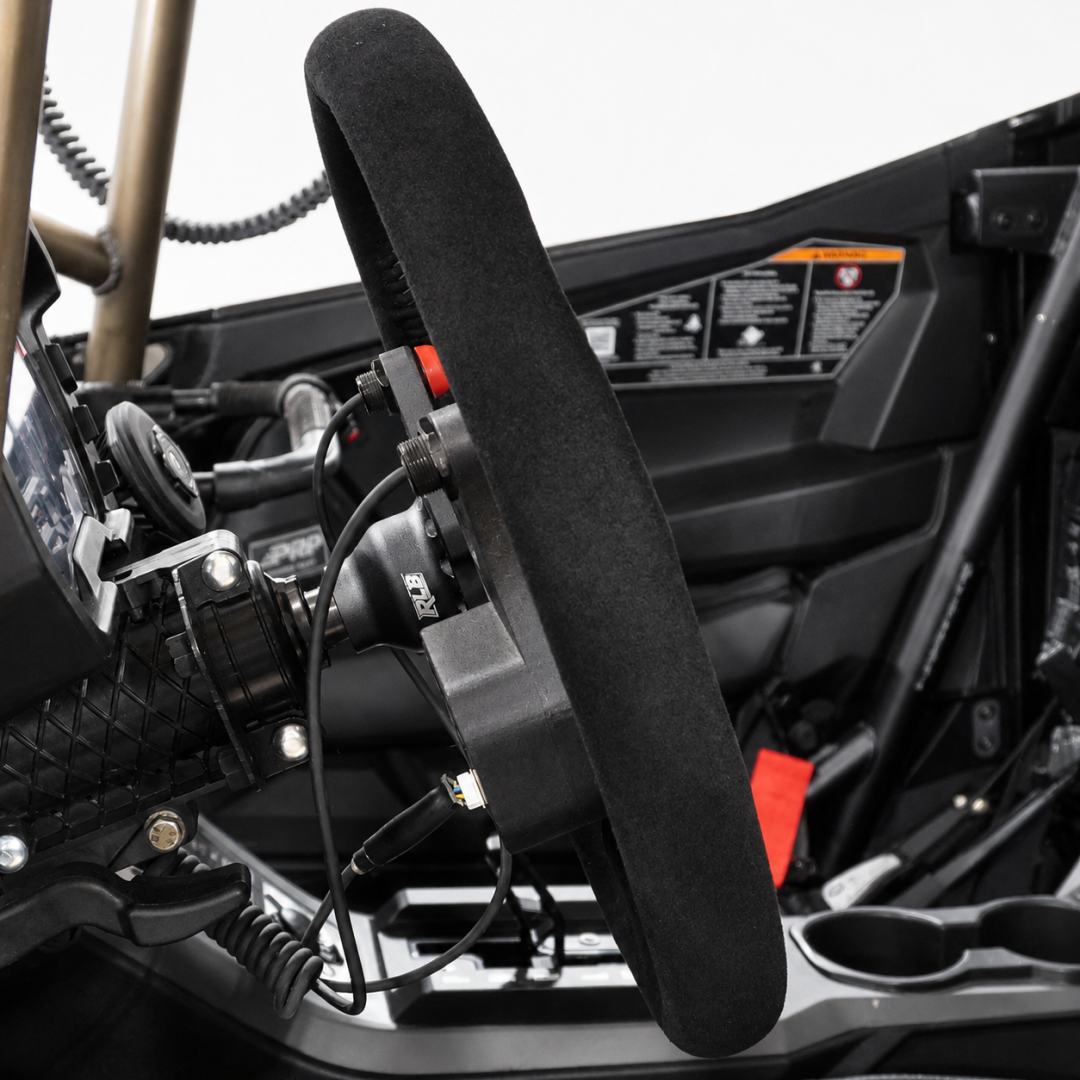 14" STEERING WHEEL - SUADE BLACK/RED