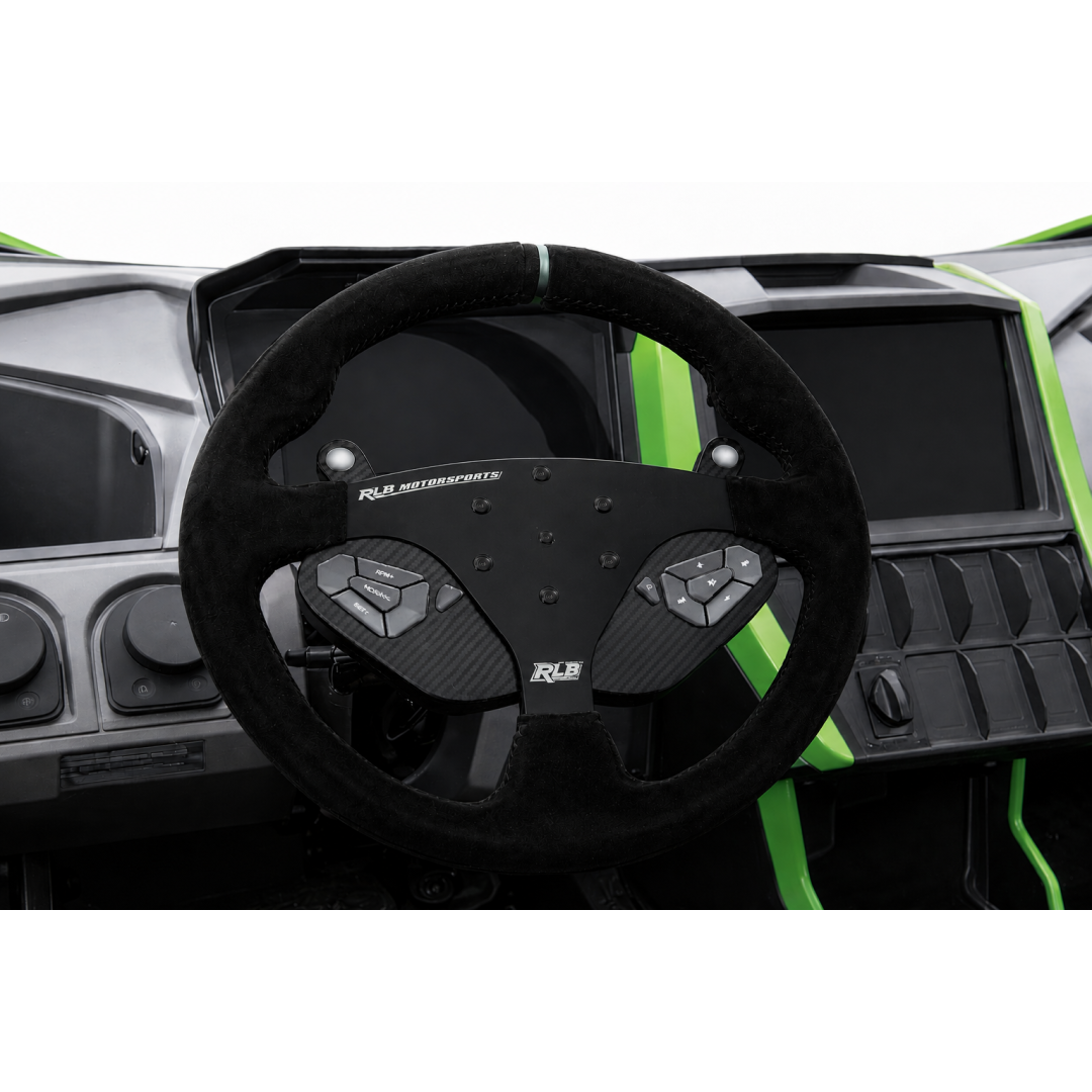 14" STEERING WHEEL - SUADE BLACK/RED
