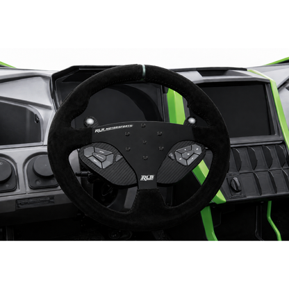 14" STEERING WHEEL - SUADE BLACK/RED