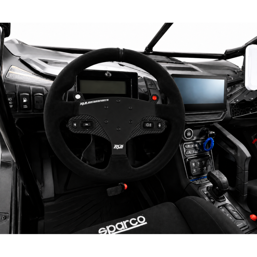 14" STEERING WHEEL - SUADE BLACK/RED