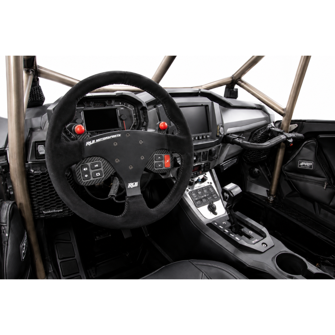 14" STEERING WHEEL - SUADE BLACK/RED