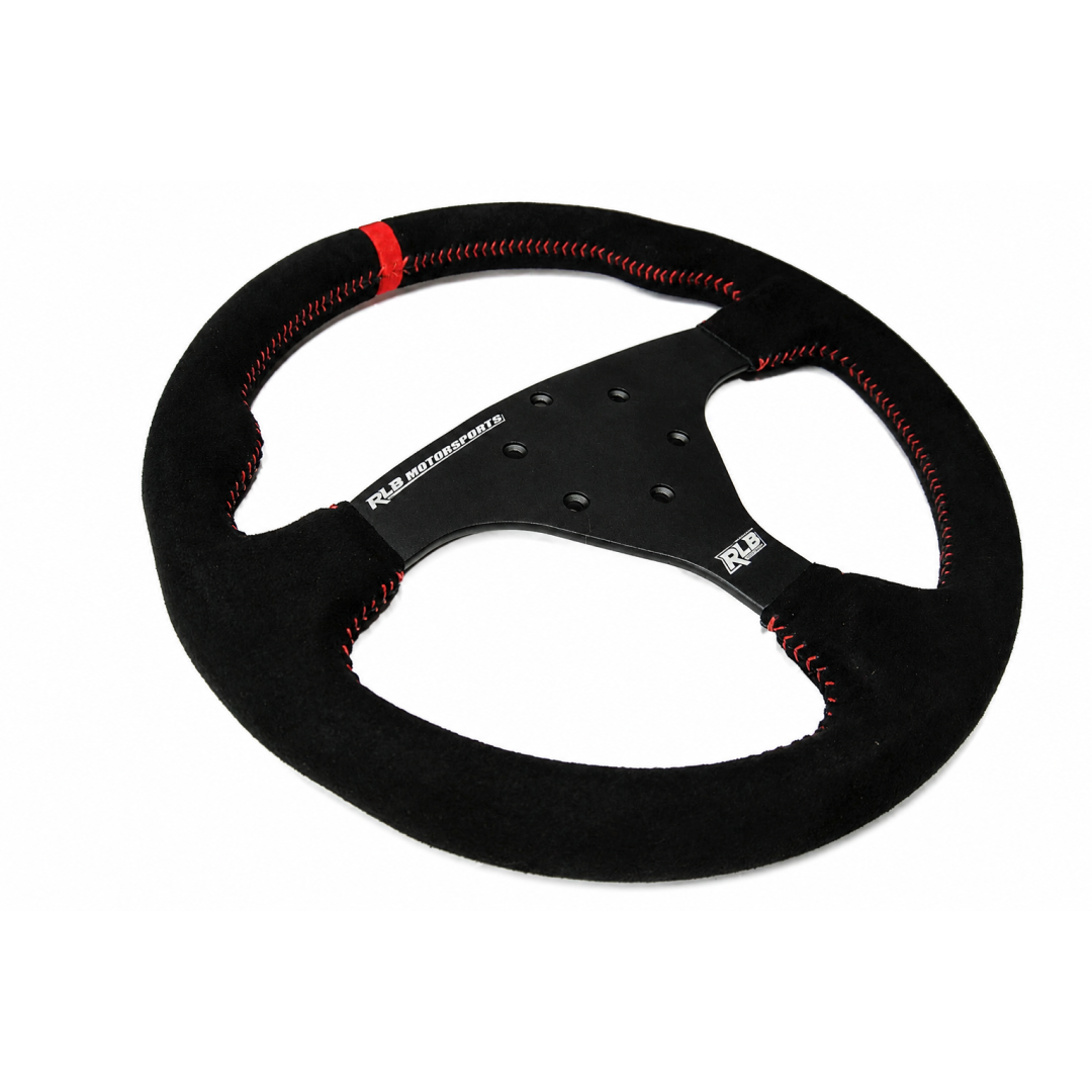 14" STEERING WHEEL - SUADE BLACK/RED