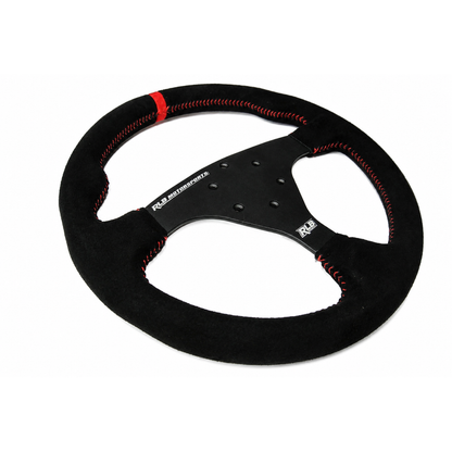 14" STEERING WHEEL - SUADE BLACK/RED
