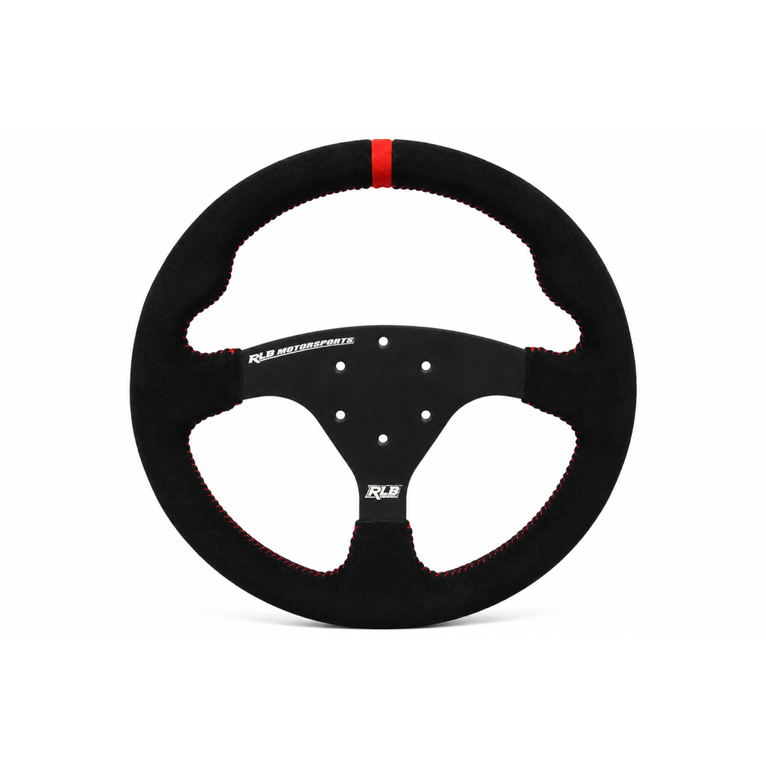 14" STEERING WHEEL - SUADE BLACK/RED