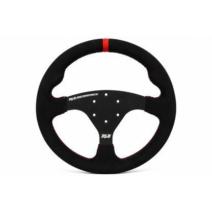 14" STEERING WHEEL - SUADE BLACK/RED